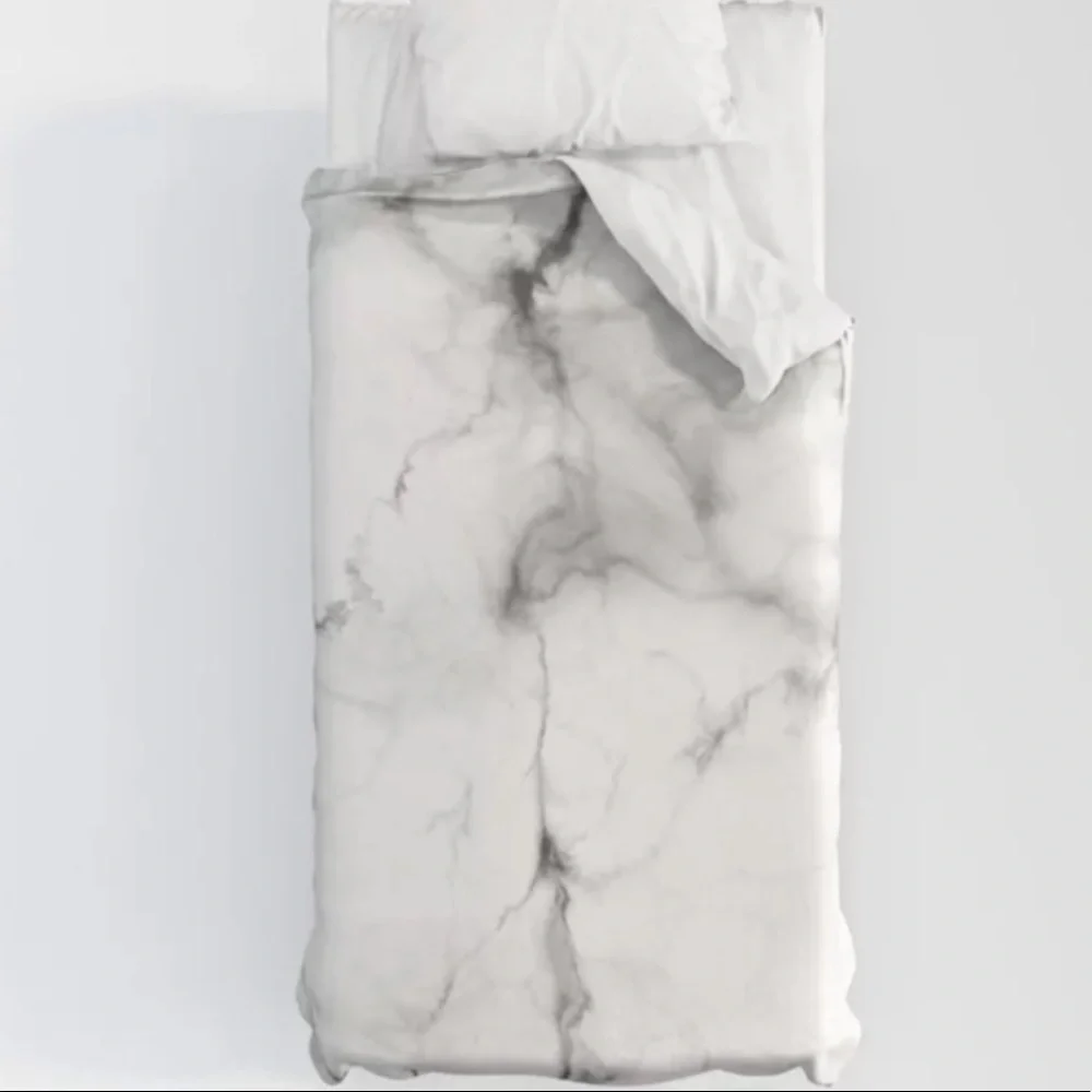 Society6 white marble duvet cover